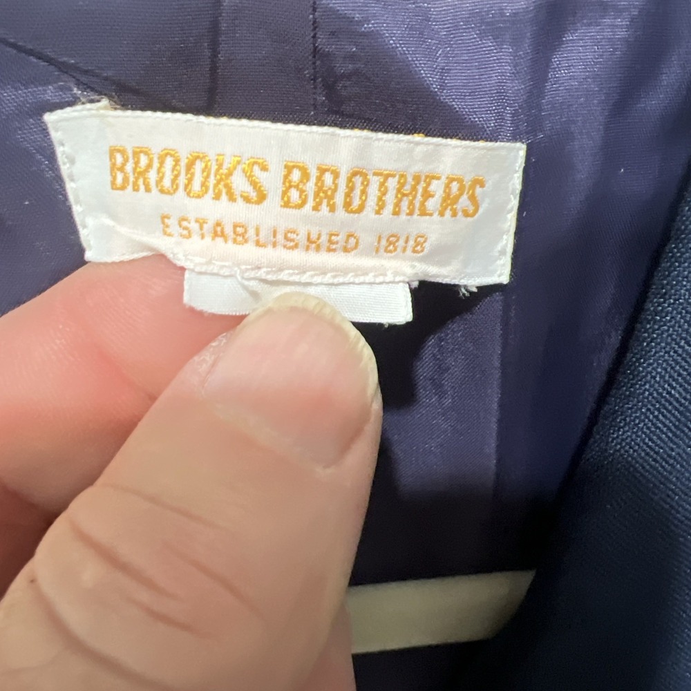 VTG Brooks Brothers Double Breasted Linen Nautical Blue Blazer Size 10 - Picture 8 of 11